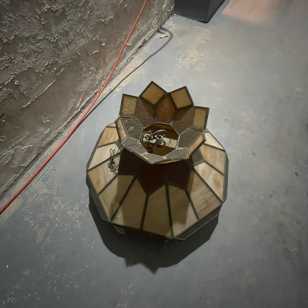 Vintage Stained Glass Ceiling Light Fixture - Picture 2 of 3